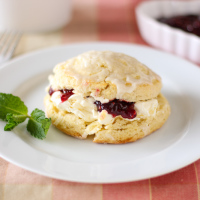 Almond Scones with Raspberry Jam and Clotted Cream