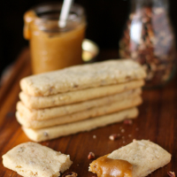 Toasted Pecan Shortbread with Spiked Toffee Sauce